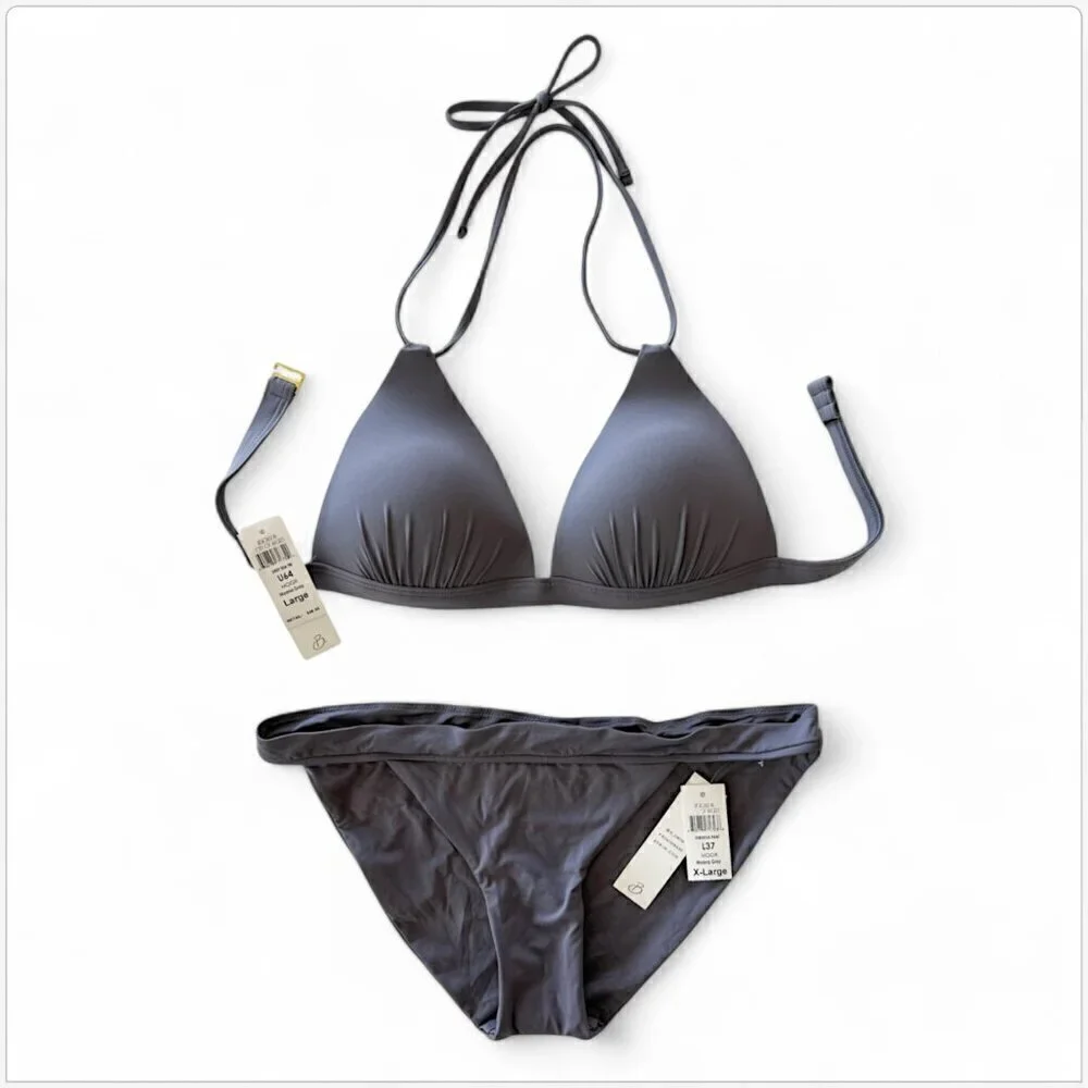 B. Swim Moana Gray Deep Sea Tri / Hibiscus Pant 2 Piece Bikini Swimsuit NWT L XL